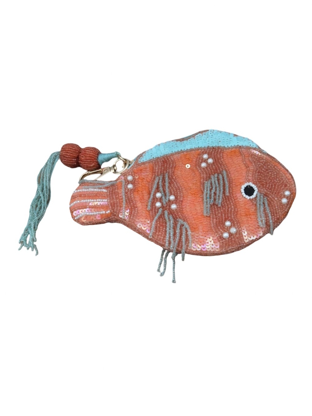 T.J.Maxx Beaded Orange Fish Wristlet with Teal Accents